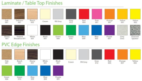 laminate table top finishes available with pvc edging