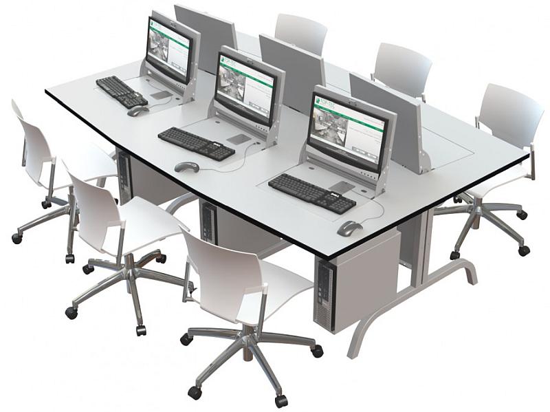 teamwork desks for 6 in grey
