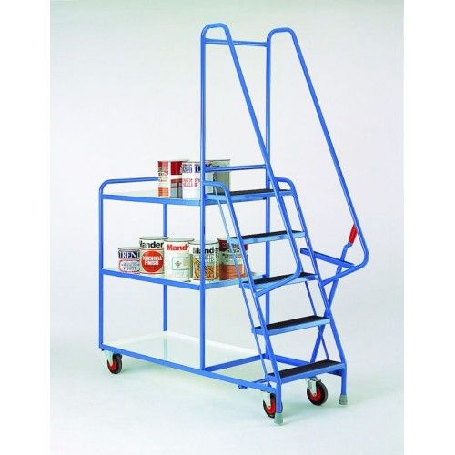 S196 5 step white tray trolley