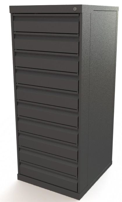 10 drawer microfilm cabinet dark grey left
