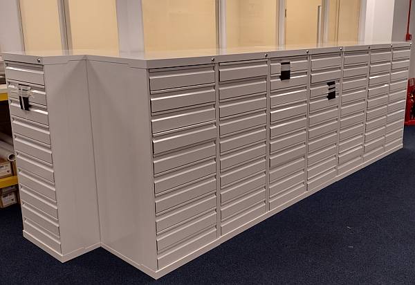bank of microfilm cabinets in London